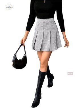 Pleated Plaid Mini Skirt A-Line Preppy Uniform Skater Skirt